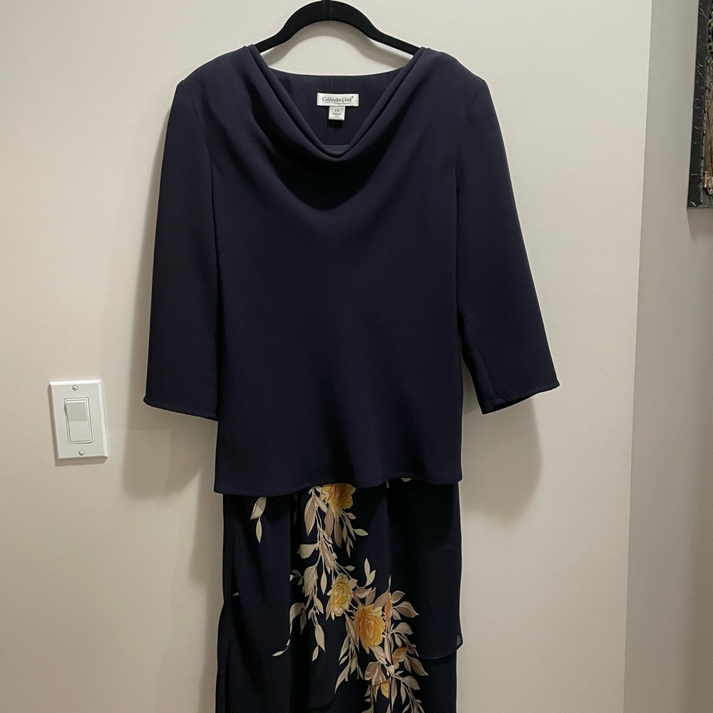 Navy top and skirt